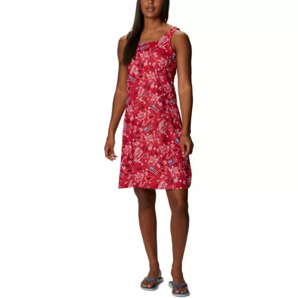 imageColumbia Womens PFG Freezer III DressRed Spark Americana Fishing Print