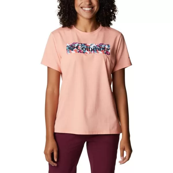 imageColumbia Womens Sun Trek Ss Graphic TeeCoral Reef HeatherTyphoon Bloom Frame