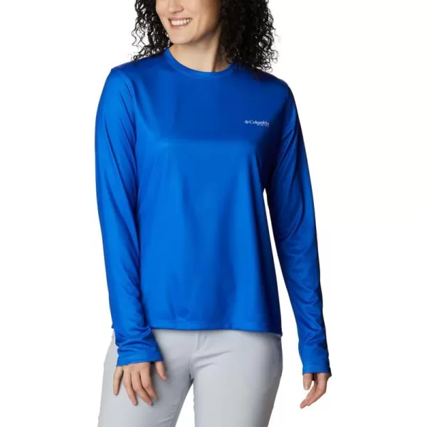 imageWomens Tidal Tee PFG Fish Flag LsBlue MacawWhite Gradient