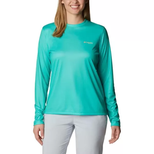 imageWomens Tidal Tee PFG Fish Flag LsElectric TurquoiseSun Glow Gradient
