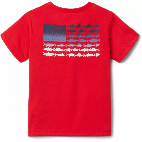 imageColumbia Boys PFG Short Sleeve Graphic TeeRed SparkFish Flag Fade Graphic