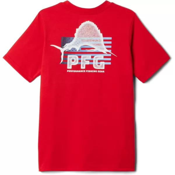 imageColumbia Boys PFG Short Sleeve Seasonal Graphic TeeRed SparkFlag Jumper Salt
