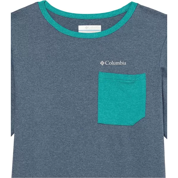 imageColumbia Boys Tech Trail Short Sleeve TeeDark Mountain HeatherBright Aqua Heather