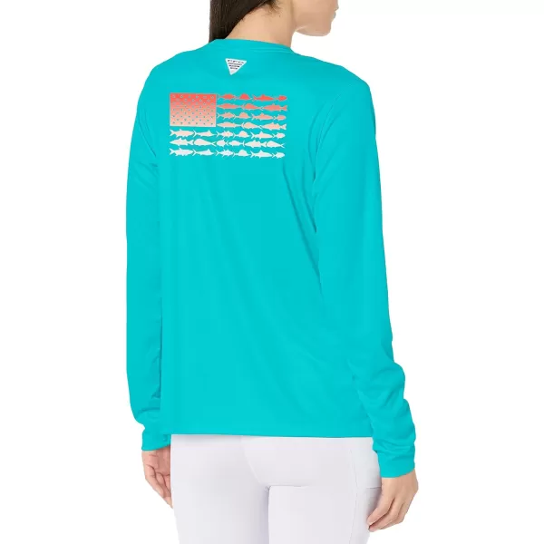 imageColumbia Boys Tidal Tee PFG Fish Flag Long SleeveOcean TealFish Flag Ombre