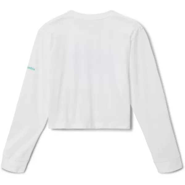 imageColumbia Girls Mission Lake Boxy Long Sleeve TeeWhiteFramed Halftone Logo Graphic