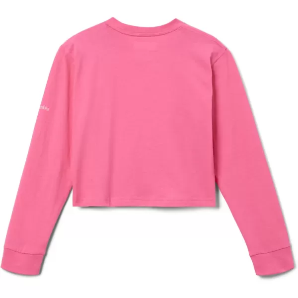 imageColumbia Girls Mission Lake Boxy Long Sleeve TeeWild GeraniumFramed Halftone Logo Grx
