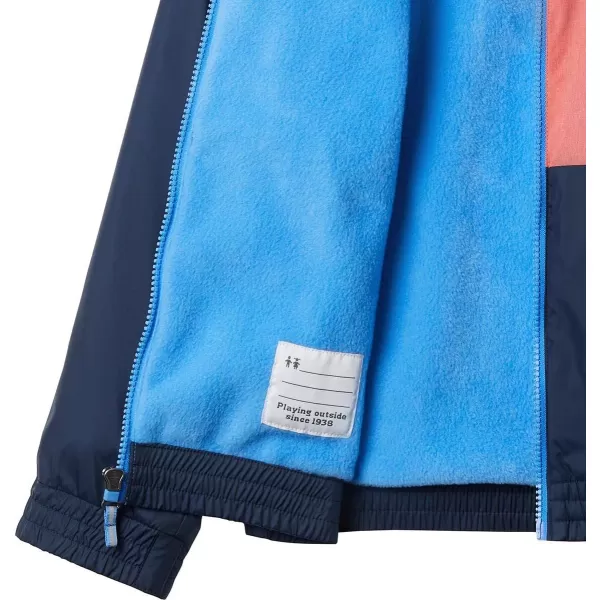 imageColumbia Girls Side Hill Lined WindbreakerCollegiate Navy  Salmon  Tropic Water