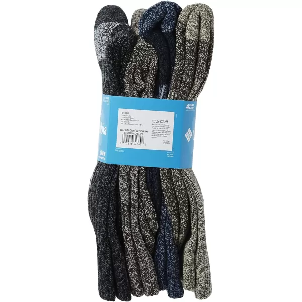 imageColumbia Mens 4 Pack Moisture Control Crew SocksBlackBrownNavyKhaki