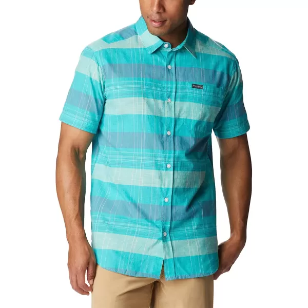 imageColumbia Mens Big amp Tall Rapid Rivers Novelty Short SleeveBright Aqua Scattered Stripe