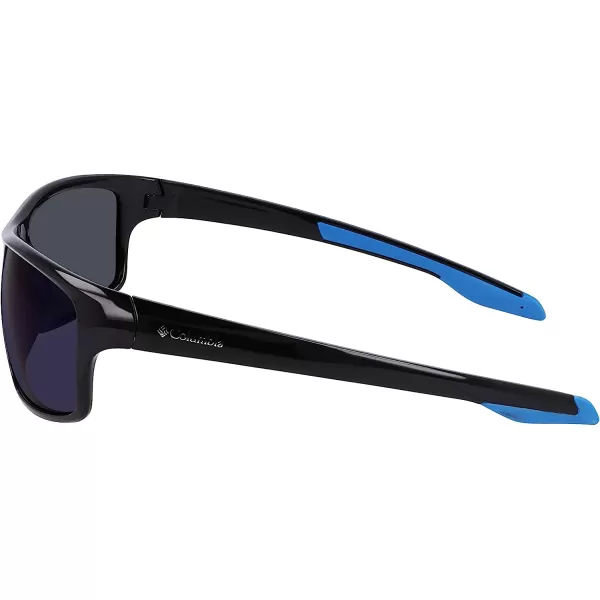 imageColumbia Mens Burr Rectangular SunglassesShiny Black amp BlueBlue Mirror