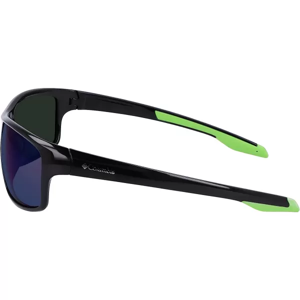 imageColumbia Mens Burr Rectangular SunglassesShiny Black amp GreenGreen Mirror