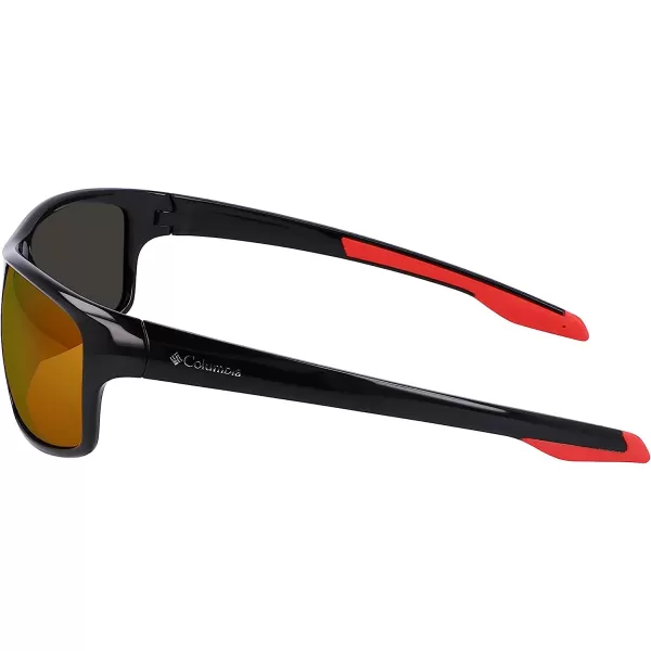 imageColumbia Mens Burr Rectangular SunglassesShiny Black amp RedOrange Revo