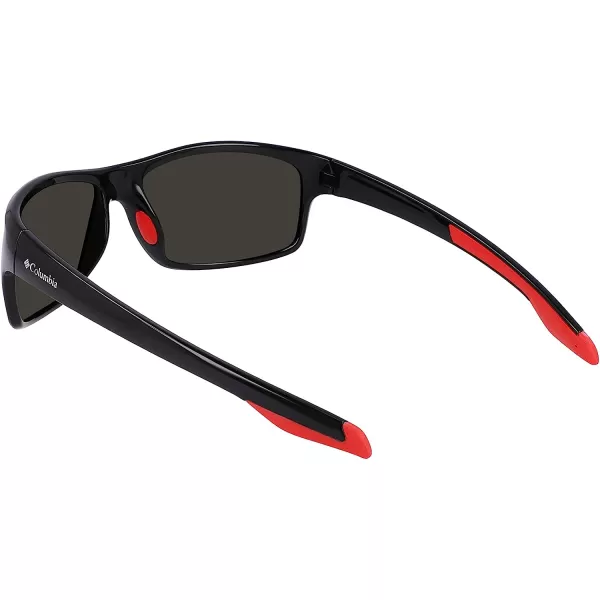 imageColumbia Mens Burr Rectangular SunglassesShiny Black amp RedOrange Revo