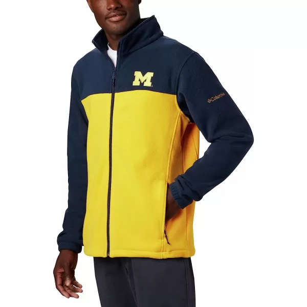 imageColumbia Mens CLG Flanker Iii Fleece JacketMichigan Wolverines Um  Collegiate Navy Collegiate Yellow