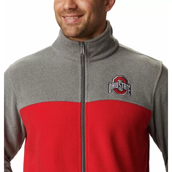imageColumbia Mens CLG Flanker Iii Fleece JacketOhio State Buckeyes Os  Charcoal Intense Red