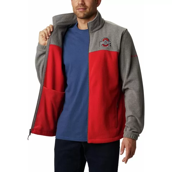 imageColumbia Mens CLG Flanker Iii Fleece JacketOhio State Buckeyes Os  Charcoal Intense Red