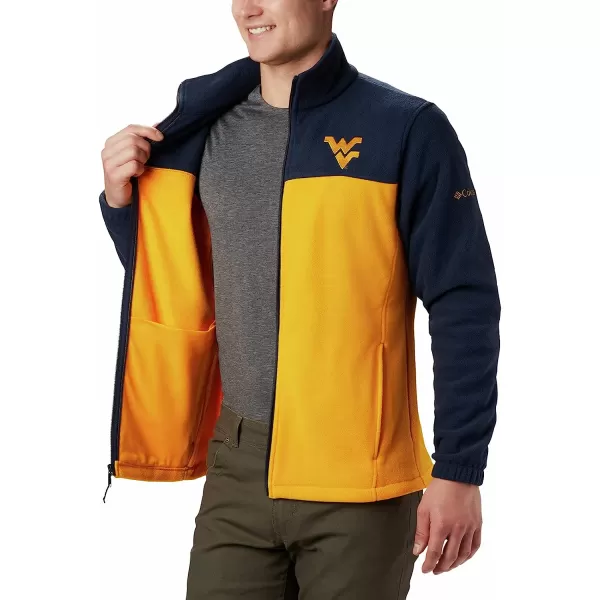 imageColumbia Mens CLG Flanker Iii Fleece JacketWest Virginia Mountaineers Wv  Collegiate Navy Mlb Gold