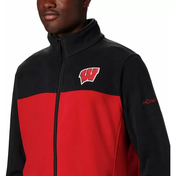 imageColumbia Mens CLG Flanker Iii Fleece JacketWisconsin Badgers Wis  Black Intense Red
