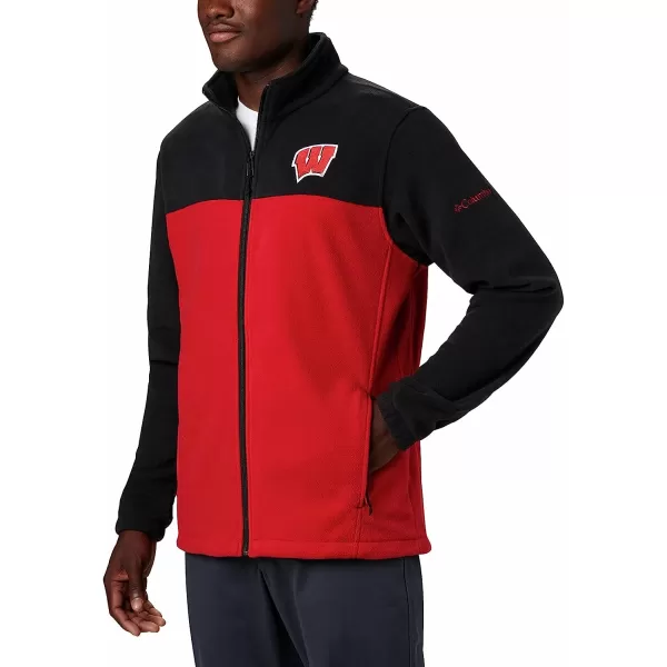 imageColumbia Mens CLG Flanker Iii Fleece JacketWisconsin Badgers Wis  Black Intense Red