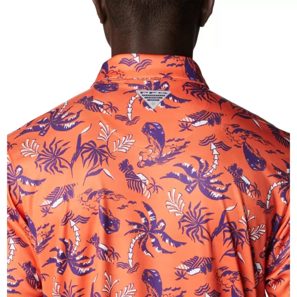imageColumbia Mens Collegiate Super Terminal Tackle PoloCle  Spark Orange Dorado Isle Print