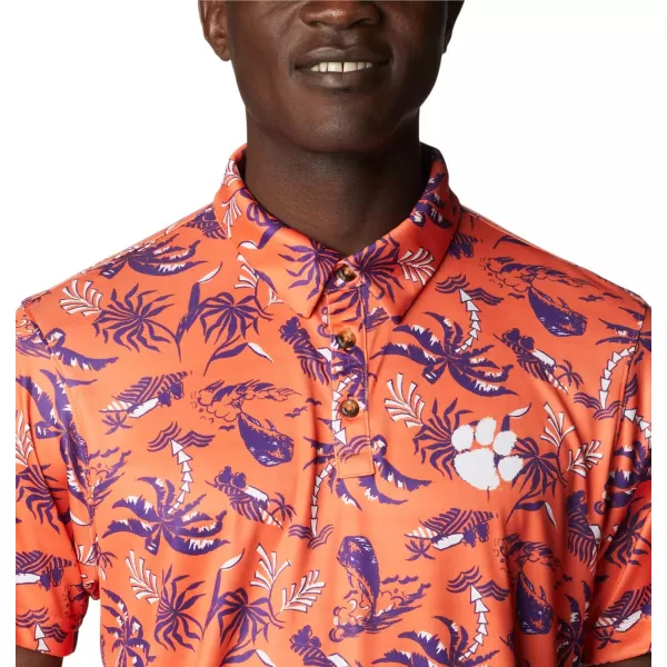 imageColumbia Mens Collegiate Super Terminal Tackle PoloCle  Spark Orange Dorado Isle Print
