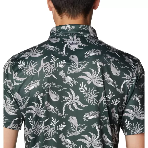 imageColumbia Mens Collegiate Super Terminal Tackle PoloMs  Spruce Dorado Isle Print