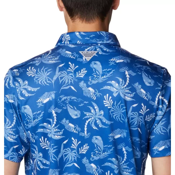 imageColumbia Mens Collegiate Super Terminal Tackle PoloUk  Azul Dorado Isle Print