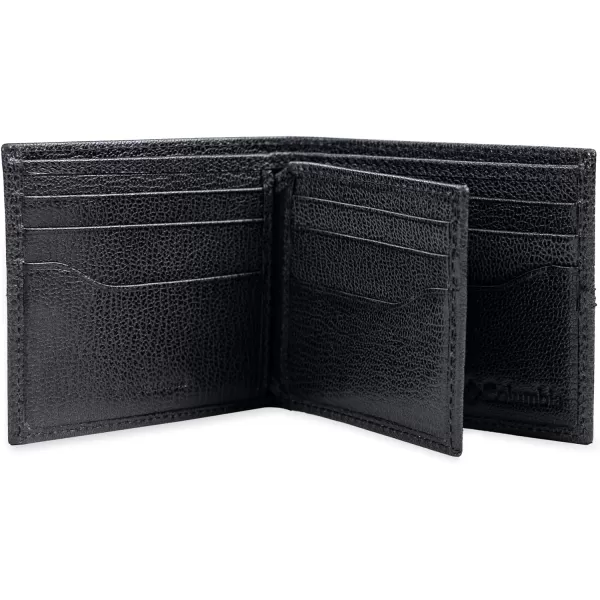 imageColumbia Mens Everyday Bifold WalletMultiple Card Slots Id WindowBlack Center Stitch