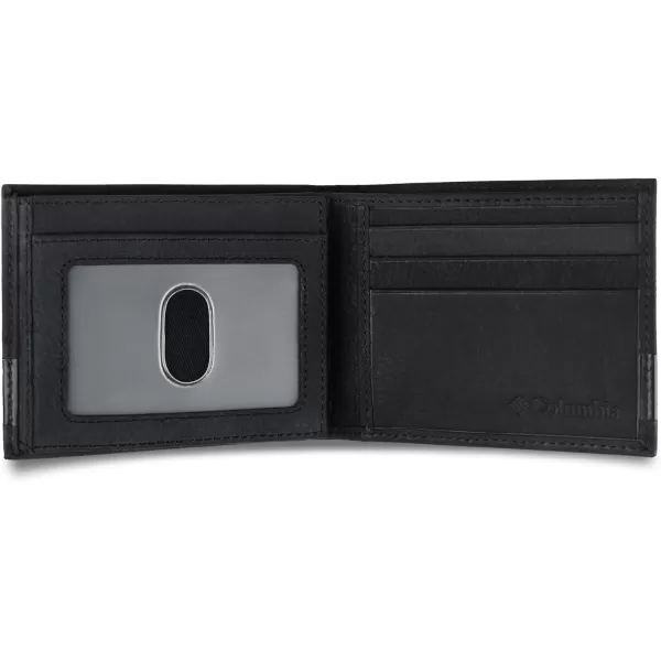 imageColumbia Mens Everyday Bifold WalletMultiple Card Slots Id WindowBlack Emboss