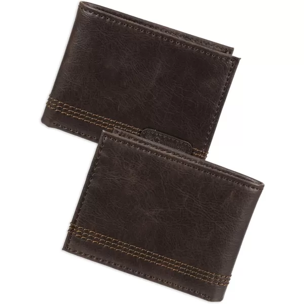 imageColumbia Mens Everyday Bifold WalletMultiple Card Slots Id WindowBrown Logo