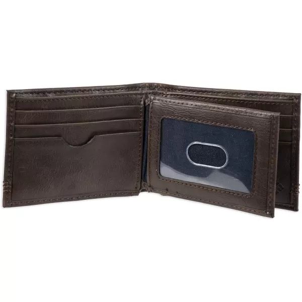 imageColumbia Mens Everyday Bifold WalletMultiple Card Slots Id WindowBrown Logo