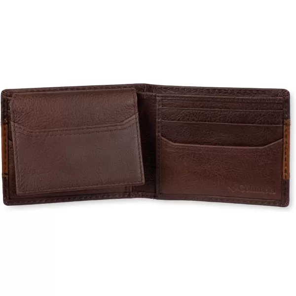imageColumbia Mens Everyday Bifold WalletMultiple Card Slots Id WindowBrown Two Tone