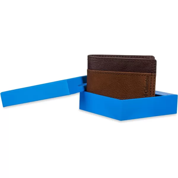 imageColumbia Mens Everyday Bifold WalletMultiple Card Slots Id WindowBrown Two Tone
