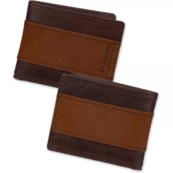 imageColumbia Mens Everyday Bifold WalletMultiple Card Slots Id WindowBrown Two Tone