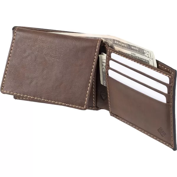 imageColumbia Mens Everyday Bifold WalletMultiple Card Slots Id WindowDark Tan
