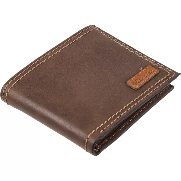 imageColumbia Mens Everyday Bifold WalletMultiple Card Slots Id WindowDark Tan