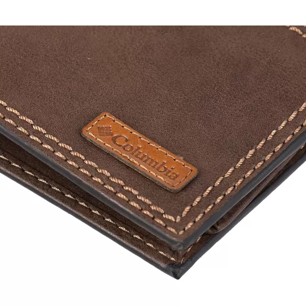 imageColumbia Mens Everyday Bifold WalletMultiple Card Slots Id WindowDark Tan