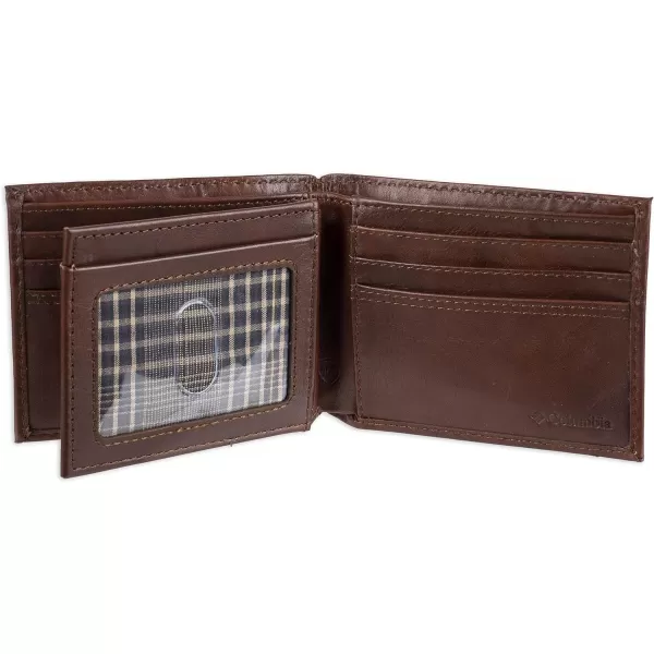 imageColumbia Mens Everyday Bifold WalletMultiple Card Slots Id WindowLight Brown