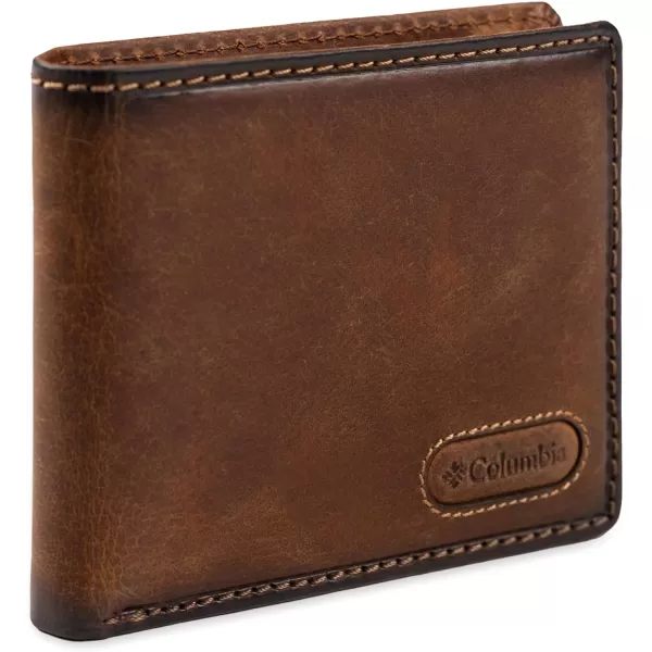 imageColumbia Mens Everyday Bifold WalletMultiple Card Slots Id WindowTan Burnished