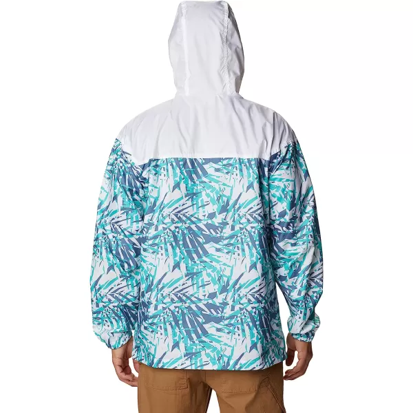 imageColumbia Mens Flash Challenger Novelty WindbreakerBright Aqua Dye Palms TonalWhite
