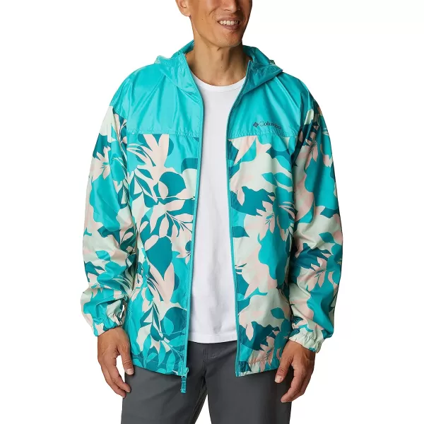 imageColumbia Mens Flash Challenger Novelty WindbreakerBright Aqua Floriated PrintBright Aqua