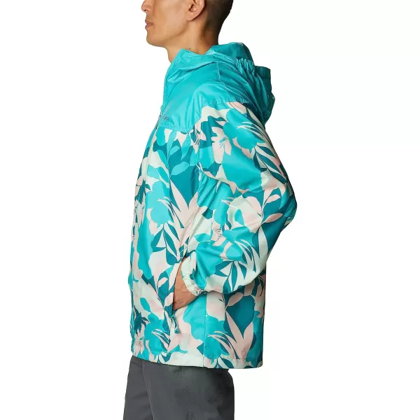 imageColumbia Mens Flash Challenger Novelty WindbreakerBright Aqua Floriated PrintBright Aqua