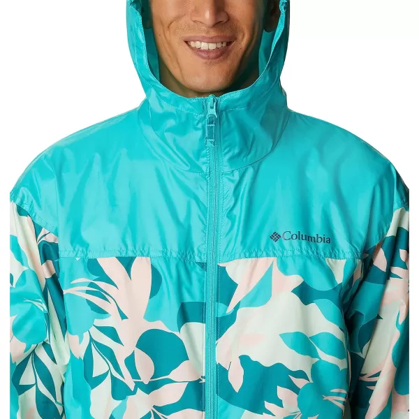 imageColumbia Mens Flash Challenger Novelty WindbreakerBright Aqua Floriated PrintBright Aqua
