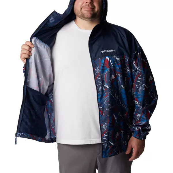 imageColumbia Mens Flash Challenger Novelty WindbreakerBright Indigo King Palms Multi Print