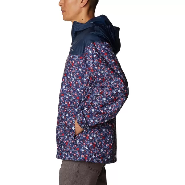 imageColumbia Mens Flash Challenger Novelty WindbreakerCollegiate Navy Minibiscus PrintCollegiate Navy