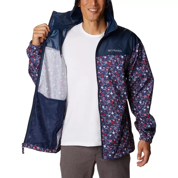 imageColumbia Mens Flash Challenger Novelty WindbreakerCollegiate Navy Minibiscus PrintCollegiate Navy