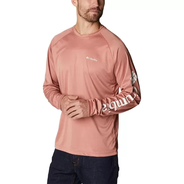 imageColumbia Mens Fork Stream Heather Long Sleeve ShirtDark Coral HeatherWhite Logo