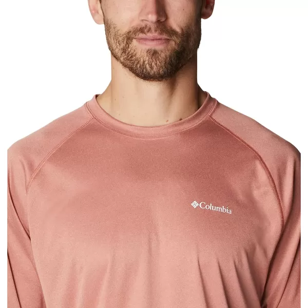 imageColumbia Mens Fork Stream Heather Long Sleeve ShirtDark Coral HeatherWhite Logo