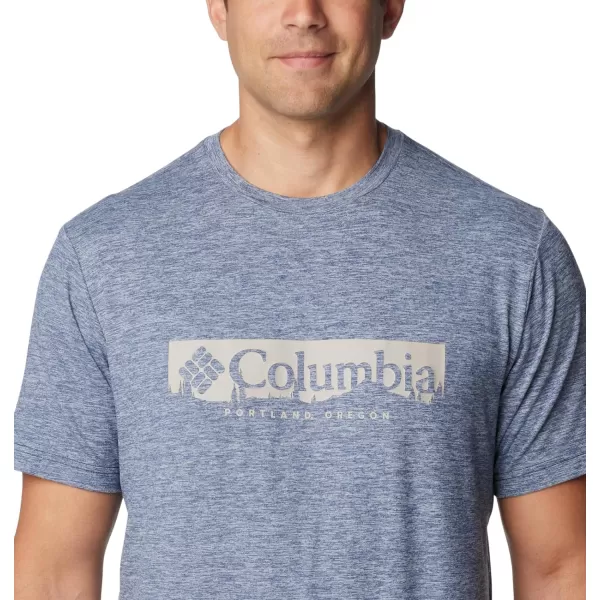 imageColumbia Mens Kwick Hike Graphic Short Sleeve TeeCollegiate Navy HeatherCsc Box Treelin