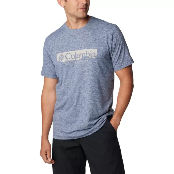 imageColumbia Mens Kwick Hike Graphic Short Sleeve TeeCollegiate Navy HeatherCsc Box Treelin